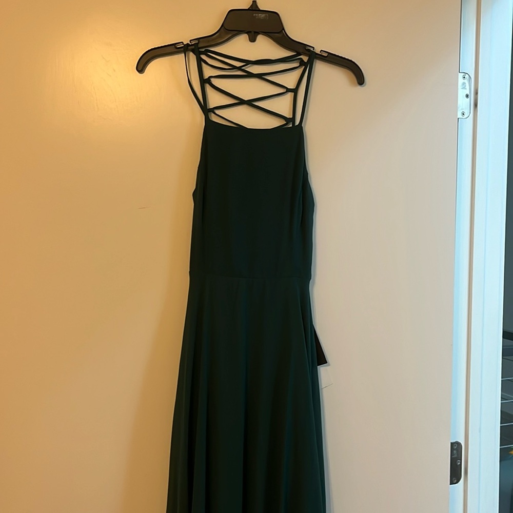 Long cross back green dress